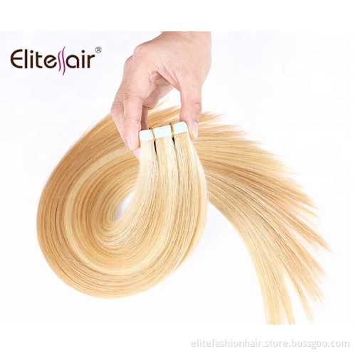 Wholesale High Quality No any split ends 100% Human Hair Invisible Double Drawn Remy Tape In Hair Extensions Tape weft hair